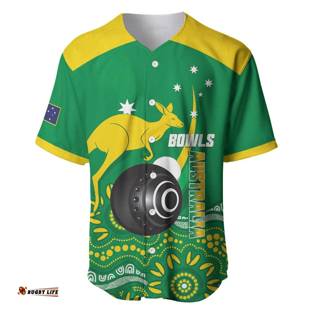 Custom Bowls Australia Baseball Jersey Aussie Kangaroo Aboriginal Art LT14