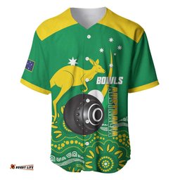 Custom Bowls Australia Baseball Jersey Aussie Kangaroo Aboriginal Art LT14