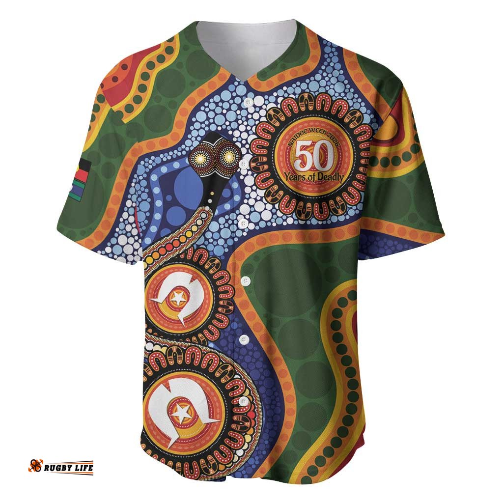 Australia NAIDOC Week 2026 Baseball Jersey 50 Years of Deadly Dhari Snake Aboriginal Art LT14