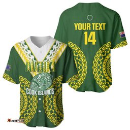 Custom Avaiki Cook Islands Rugby Baseball Jersey Kuki Airani Tatau Green LT14