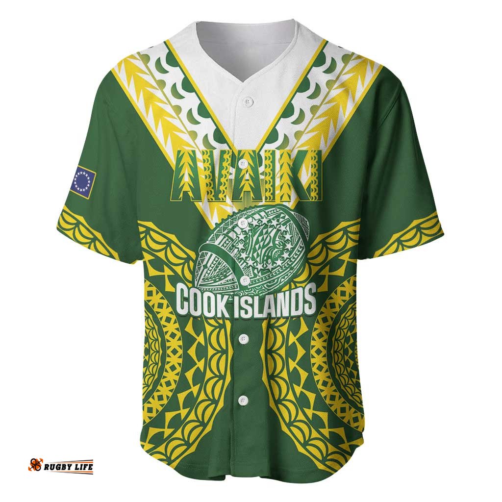 Custom Avaiki Cook Islands Rugby Baseball Jersey Kuki Airani Tatau Green LT14