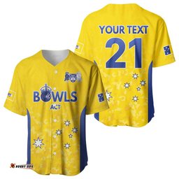 Australian ACT Lawn Bowls Custom Baseball Jersey Aussie Minimalist Style LT9