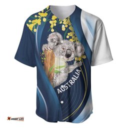 Australia Day Baseball Jersey Koala Blue Modern Vibe LT7