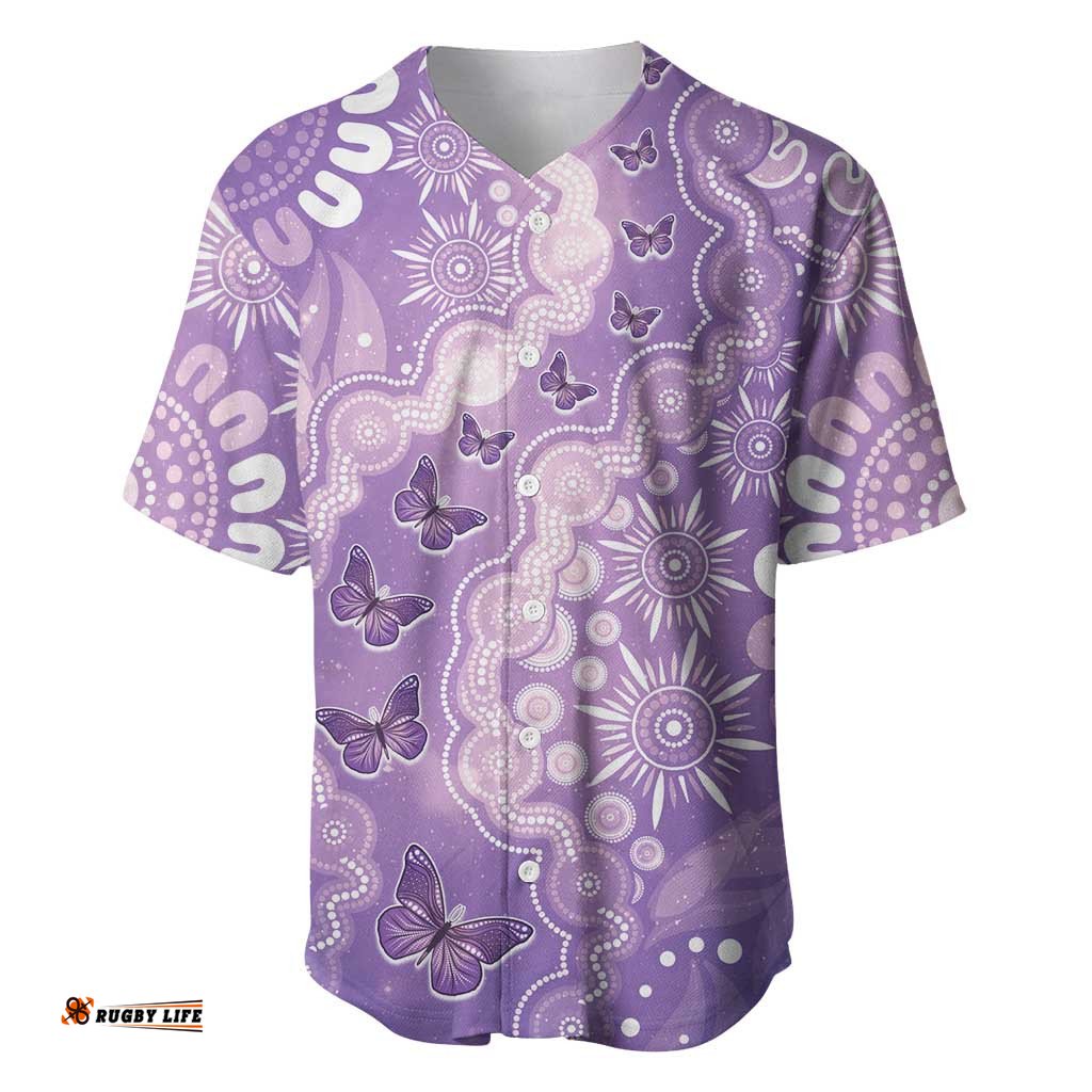 Australia Epilepsy Awareness Baseball Jersey Purple Butterflies Aboriginal LT05