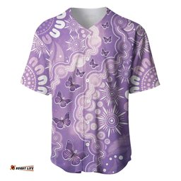 Australia Epilepsy Awareness Baseball Jersey Purple Butterflies Aboriginal LT05