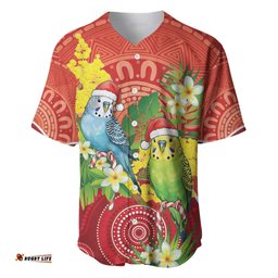Budgerigar Australia Christmas Baseball Jersey Budgies Golden Wattle Aboriginal Red LT14