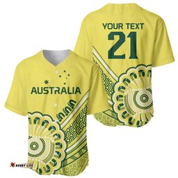Custom Cricket Aussie Pride Baseball Jersey Aboriginal Dot Art Cricket LT9