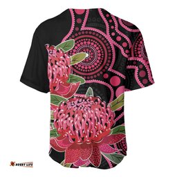 Australia Waratah Baseball Jersey Telopea Aussie Native Flowers Indigenous Art LT14