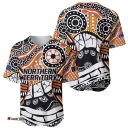 Australian Northern Territory Baseball Jersey Aboriginal with Sturt's Desert Rose LT9