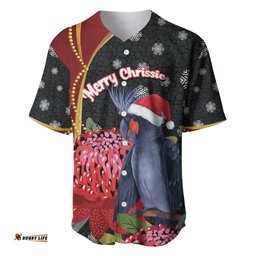Australia Palm Cockatoo Christmas Baseball Jersey Probosciger Aterrimus Waratah Merry Chrissie LT14