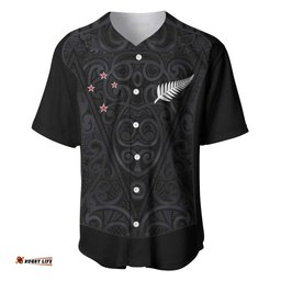 Custom Aotearoa Rugby Baseball Jersey Fern Blacks-Traditional Maori Motifs Design LT03