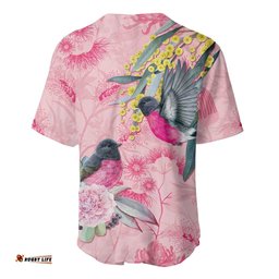 Birds and Floral Aussie Pink Robins Baseball Jersey Rosy Glow LT7