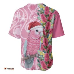 Australia Pink Galah Christmas Baseball Jersey Falalalala Galalah Bottlebrush Aboriginal Art LT14