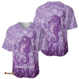 Australia Epilepsy Awareness Baseball Jersey Seahorse Think Purple Ribbon Aboriginal LT14