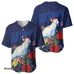 Merry Cocka-mas Baseball Jersey Australia Christmas Blue Art LT9