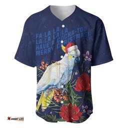Merry Cocka-mas Baseball Jersey Australia Christmas Blue Art LT9