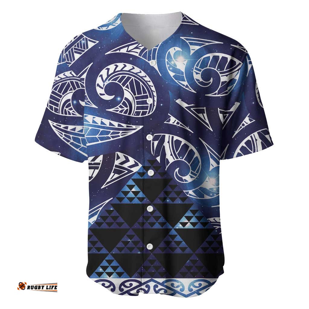 Matariki New Zealand Baseball Jersey NZ Niho Taniwha Maori New Year Blue Galaxy LT14