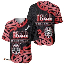 New Zealand 1840 Waitangi Day Baseball Jersey Aotearoa Haka Mask - Red Version LT14