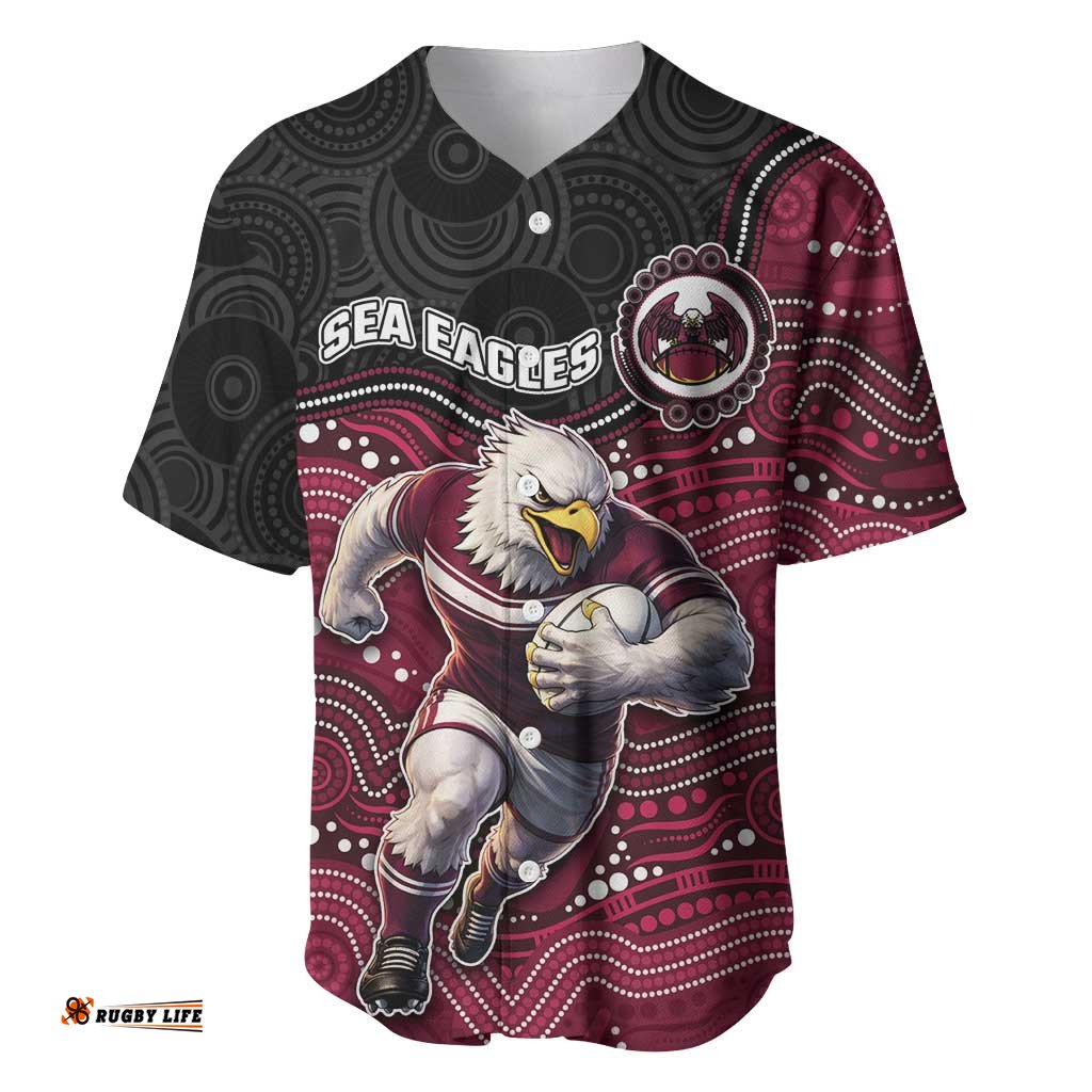 Custom Sea Eagles Baseball Jersey Bird Mascot With Aboriginal Indigenous DT05