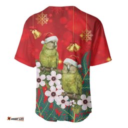 New Zealand Kakapo Christmas Baseball Jersey Owl Parrot Santa Sliver Fern Manuka - Red LT14