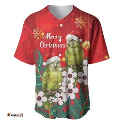 New Zealand Kakapo Christmas Baseball Jersey Owl Parrot Santa Sliver Fern Manuka - Red LT14