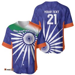 India Cricket Custom Baseball Jersey Ashoka Chakra with Flag Style LT9