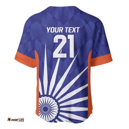 India Cricket Custom Baseball Jersey Ashoka Chakra with Flag Style LT9