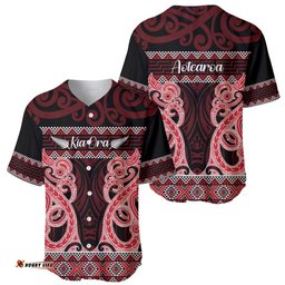 Kia Ora New Zealand Baseball Jersey Maori Language Week Whero Taniko Motif LT14