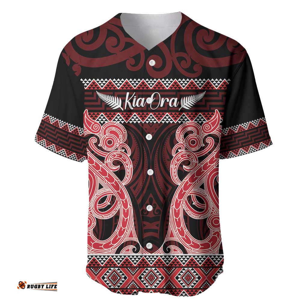 Kia Ora New Zealand Baseball Jersey Maori Language Week Whero Taniko Motif LT14