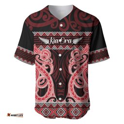 Kia Ora New Zealand Baseball Jersey Maori Language Week Whero Taniko Motif LT14