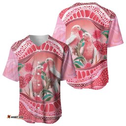 Indigenous Pink Galah Australia Baseball Jersey Australian Hakea Aboriginal Art Proud LT14