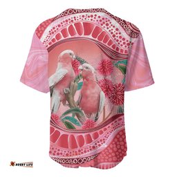 Indigenous Pink Galah Australia Baseball Jersey Australian Hakea Aboriginal Art Proud LT14