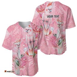 Personalised Galah Cockatoo Eucalyptus Flowers Baseball Jersey Australian Breast Cancer Spirit LT9