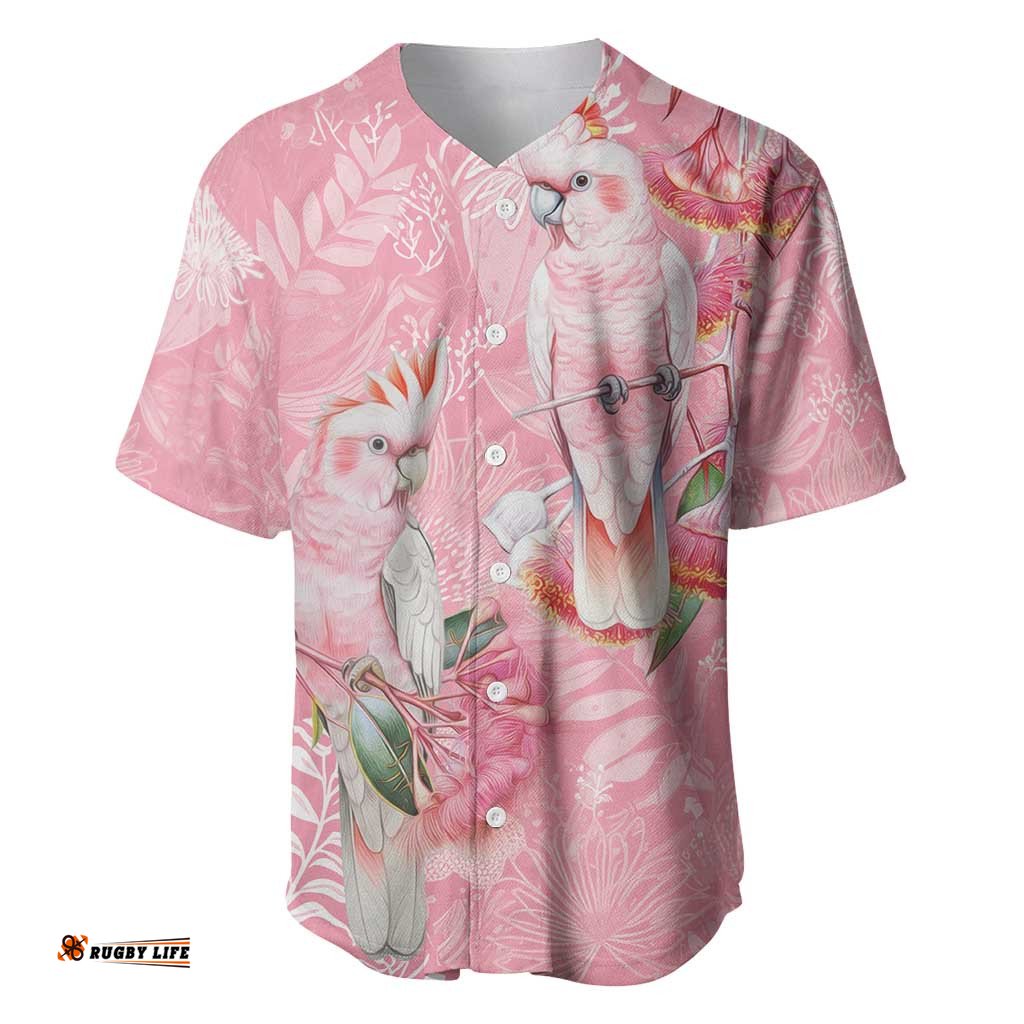 Personalised Galah Cockatoo Eucalyptus Flowers Baseball Jersey Australian Breast Cancer Spirit LT9