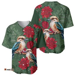Kokaburra and Waratah Baseball Jersey Aboriginal Art LT9