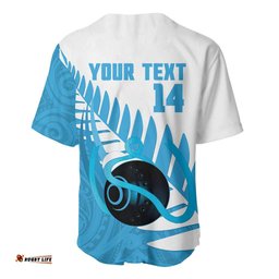 New Zealand Lawn Bowls Prostate Cancer Custom Baseball Jersey Aotearoa Maori Silver Fern Blue Ribbon LT14