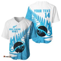 New Zealand Lawn Bowls Prostate Cancer Custom Baseball Jersey Aotearoa Maori Silver Fern Blue Ribbon LT14