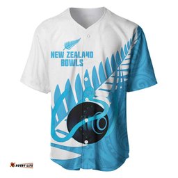 New Zealand Lawn Bowls Prostate Cancer Custom Baseball Jersey Aotearoa Maori Silver Fern Blue Ribbon LT14