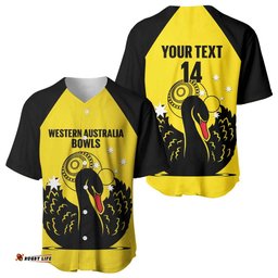 Custom Western Australia Bowls Baseball Jersey Go Champions WA Black Swan LT14