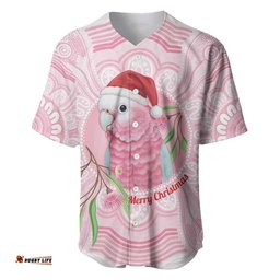 Funny Pink Galah Australia Christmas Baseball Jersey Eucalyptus Blossoms Aboriginal Art LT14