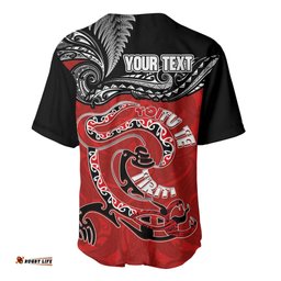 Personalised Aotearoa Toitu Te Tiriti Baseball Jersey Taniwha Tribal Motifs LT03