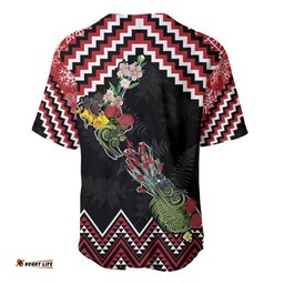 New Zealand Christmas Taniko Poutama Baseball Jersey Flora Map with Birds LT7