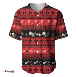 New Zealand Darts Christmas Baseball Jersey Merry Xmas Aotearoa Maori Red LT14