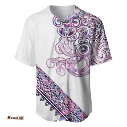 Mawhero Paua shell Kowhaiwhai Taniko Personalised Baseball Jersey Taniwha Maori Tribal Style LT9