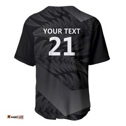 New Zealand Cricket Custom Baseball Jersey Potae Pango Black Fern Pattern LT9