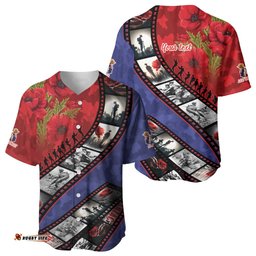 Personalised ANZAC Spirit 1915-2026 Filmstrip Tribute Baseball Jersey Lest We Forget 25 April LT9