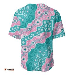 Hereditary Cancer Awareness Australia Indigenous Baseball Jersey Pink and Teal LT7