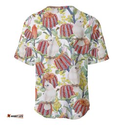 Little Corella Australia Cockatoo Baseball Jersey Cacatua Sanguinea Banksia Seamless White LT14