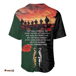 New Zealand and Australia ANZAC Day Baseball Jersey Lest We Forget Indigenous and Maori Pattern LT03