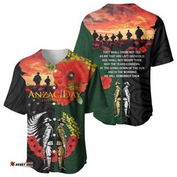 New Zealand and Australia ANZAC Day Baseball Jersey Lest We Forget Indigenous and Maori Pattern LT03